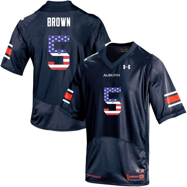 Men #5 Derrick Brown Auburn Tigers USA Flag Fashion College Football Jerseys-Navy - Click Image to Close